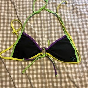 OP Black and Purple Bikini Top with Green Accents